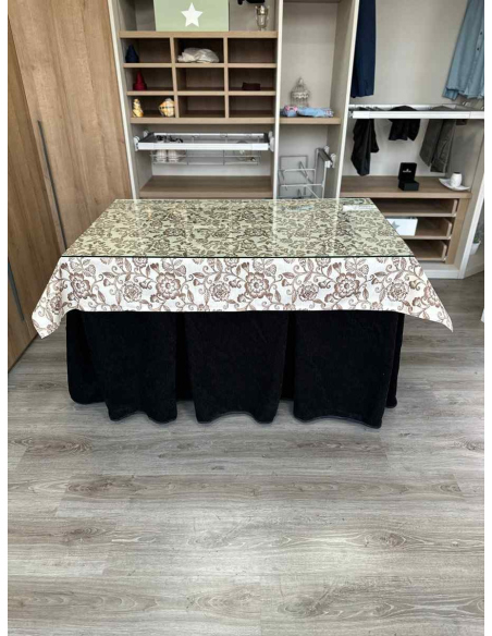 Conjunto Doble Grueso 10 Pliegues Negro con Tapete Planta