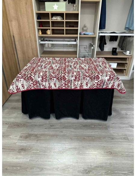 Conjunto Doble Grueso 10 Pliegues Negro con Tapete Mosaico