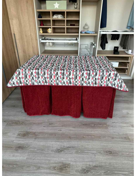 Conjunto Doble Grueso 10 Pliegues Rojo con Tapete Red