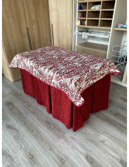 Conjunto Doble Grueso 10 Pliegues Rojo con Tapete Mosaico