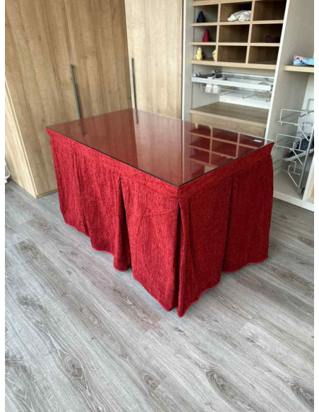 Ropa de Mesa de Camilla Doble Grueso 10 Pliegues Rojo
