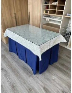 Ropa de Mesa Camilla Doble Grueso 10 Pliegues Azul con Tapete Sol