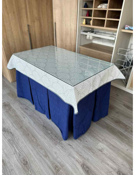 Ropa de Mesa Camilla Doble Grueso 10 Pliegues Azul con Tapete Sol