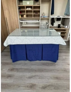 Ropa de Mesa Camilla Doble Grueso 10 Pliegues Azul con Tapete Sol 2