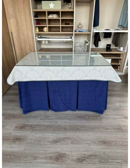 Ropa de Mesa Camilla Doble Grueso 10 Pliegues Azul con Tapete Sol