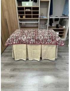 Ropa de Mesa de Camilla Doble Grueso 10 Pliegues Beige con Tapete Mosaico 2