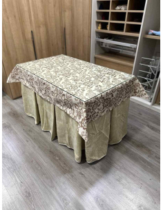 Ropa de Mesa Camilla Doble Grueso 10 Pliegues Beige con Tapete Planta