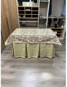 Ropa de Mesa Camilla Doble Grueso 10 Pliegues Beige con Tapete Planta 2