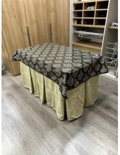 Ropa de Mesa de Camilla Doble Grueso 10 Pliegues Beige con Tapete Acebo