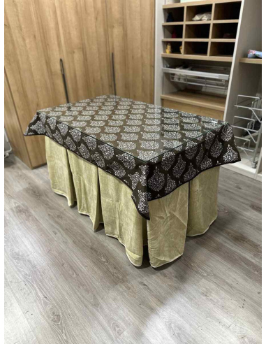 Ropa de Mesa de Camilla Doble Grueso 10 Pliegues Beige con Tapete Acebo