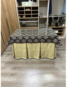 Ropa de Mesa de Camilla Doble Grueso 10 Pliegues Beige con Tapete Acebo 2