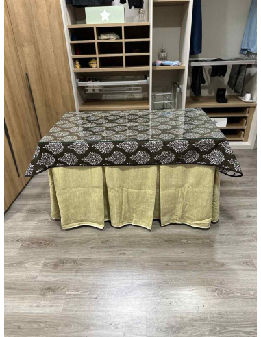 Ropa de Mesa de Camilla Doble Grueso 10 Pliegues Beige con Tapete Acebo