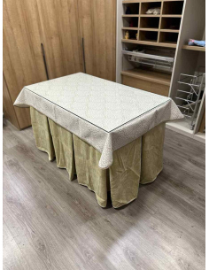 Ropa de Mesa de Camilla Doble Grueso 10 Pliegues Beige con Tapete Amanecer