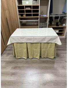 Ropa de Mesa de Camilla Doble Grueso 10 Pliegues Beige con Tapete Amanecer 2