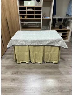 Ropa de Mesa Camilla Doble Grueso 10 Pliegues Beige con Tapete Sol 2