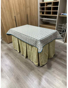 Ropa de Mesa Camilla Doble Grueso 10 Pliegues Beige con Tapete Geo