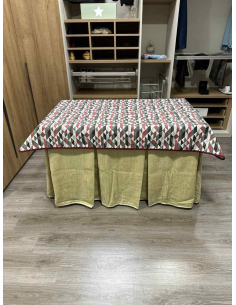 Ropa de Mesa de Camilla Doble Grueso 10 Pliegues Beige con Tapete Red 2