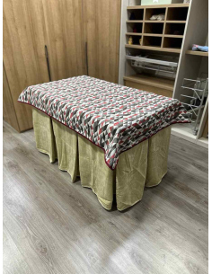 Ropa de Mesa de Camilla Doble Grueso 10 Pliegues Beige con Tapete Red