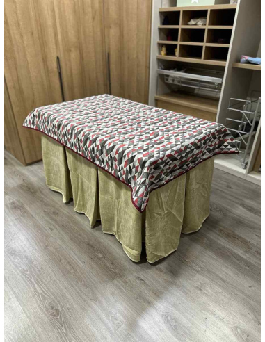 Ropa de Mesa de Camilla Doble Grueso 10 Pliegues Beige con Tapete Red