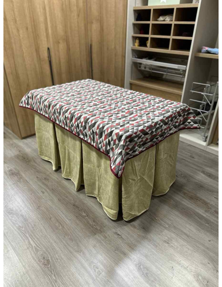 Ropa de Mesa de Camilla Doble Grueso 10 Pliegues Beige con Tapete Red