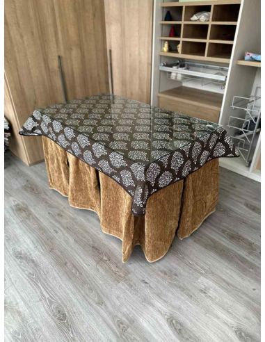 Ropa de Mesa de Camilla Doble Grueso 10 Pliegues Café con Tapete Acebo