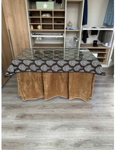 Ropa de Mesa de Camilla Doble Grueso 10 Pliegues Café con Tapete Acebo 2