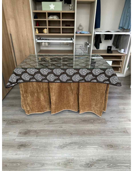 Ropa de Mesa de Camilla Doble Grueso 10 Pliegues Café con Tapete Acebo