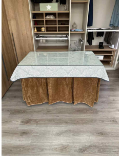 Ropa de Mea Camilla Doble Grueso 10 Pliegues Café con Tapete Sol 2