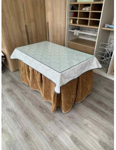 Ropa de Mea Camilla Doble Grueso 10 Pliegues Café con Tapete Sol