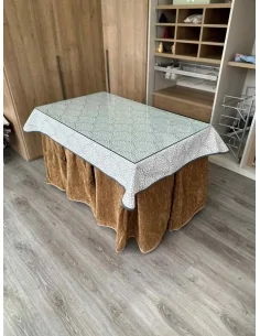 Ropa de Mea Camilla Doble Grueso 10 Pliegues Café con Tapete Sol