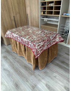 Ropa de Mesa Camilla Doble Grueso 10 Pliegues Café con Tapete Mosaico