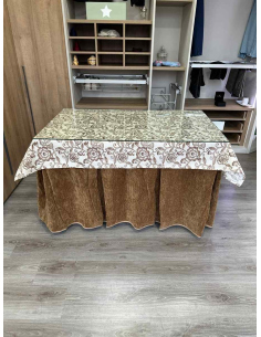 Ropa de Mesa de Camilla Doble Grueso 10 Pliegues Café con Tapete Planta 2