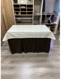 Ropa de Mesa de Camilla Doble Grueso 10 Pliegues Chocolate con Tapete Lazos 2