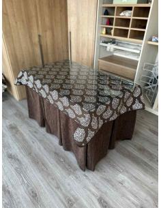 Ropa de Mesa Camilla Doble Grueso 10 Pliegues Chocolate con Tapete Acebo