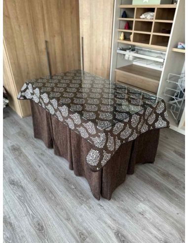 Ropa de Mesa Camilla Doble Grueso 10 Pliegues Chocolate con Tapete Acebo