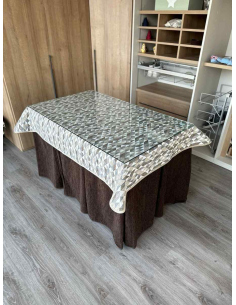 Ropa de Mesa Camilla Doble Grueso 10 Pliegues Chocolate con Tapete Sena