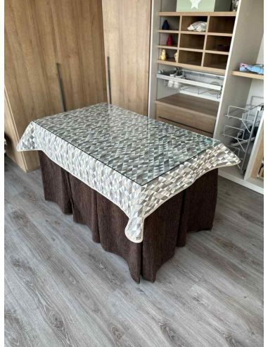 Ropa de Mesa Camilla Doble Grueso 10 Pliegues Chocolate con Tapete Sena