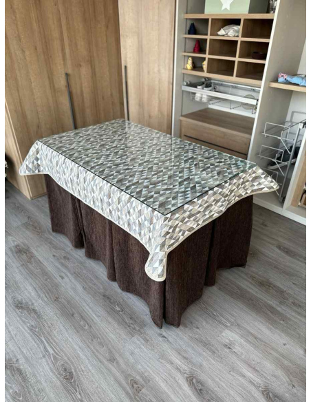 Ropa de Mesa Camilla Doble Grueso 10 Pliegues Chocolate con Tapete Sena