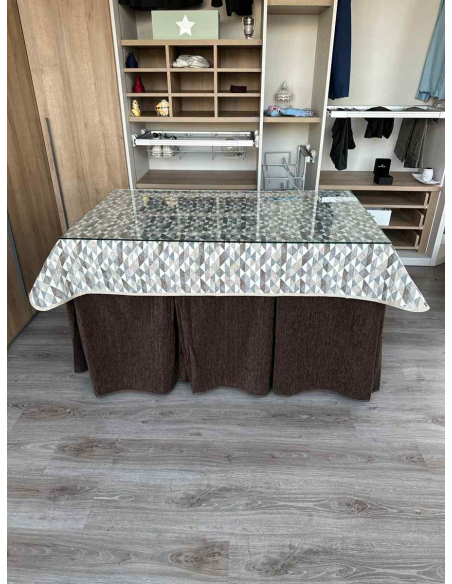 Ropa de Mesa Camilla Doble Grueso 10 Pliegues Chocolate con Tapete Sena