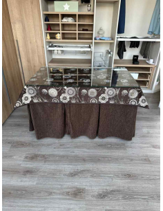 Ropa de Mesa de Camilla Doble Grueso 10 Pliegues Chocolate con Tapete Mandala 2