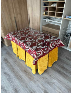 Ropa de Mesa de Camilla Doble Grueso 10 Pliegues Mostaza con Tapete Eclipse