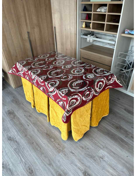 Ropa de Mesa de Camilla Doble Grueso 10 Pliegues Mostaza con Tapete Eclipse