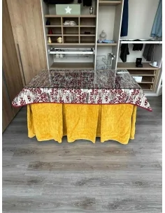 Ropa de Mesa Camilla Doble Grueso 10 Pliegues Mostaza con Tapete Mosaico 2