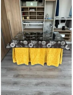 Ropa de Mesa Camilla Doble Grueso 10 Pliegues Mostaza con Tapete Mandala 2