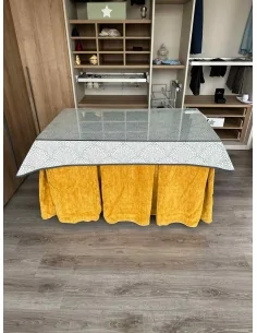 Ropa de Mesa Camilla Doble Grueso 10 Pliegues Mostaza con Tapete Sol 2