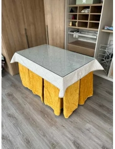 Ropa de Mesa Camilla Doble Grueso 10 Pliegues Mostaza con Tapete Amanecer