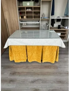 Ropa de Mesa Camilla Doble Grueso 10 Pliegues Mostaza con Tapete Amanecer 2