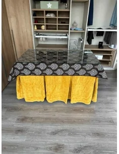 Ropa de Mesa Camilla Doble Grueso 10 Pliegues Mostaza con Tapete Acebo 2