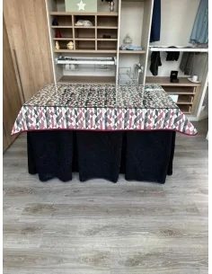 Ropa de Mesa de Camilla Doble Grueso 10 Pliegues Negro con Tapete Red 2