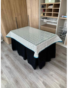 Ropa de Mesa Camilla Doble Grueso 10 Pliegues Negro con Tapete Geo